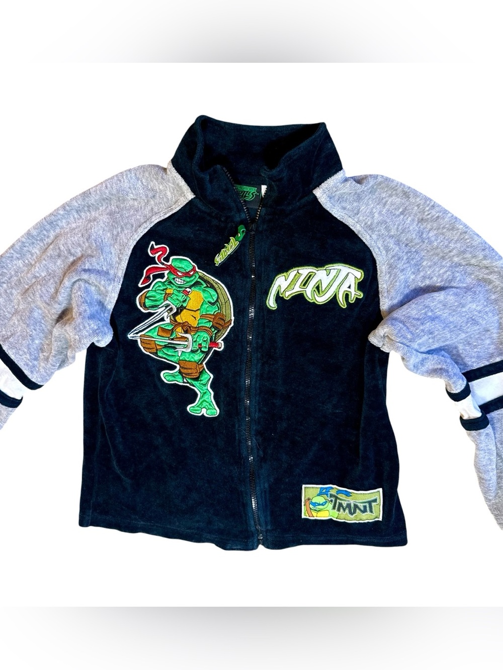 Vintage kids Size 6 Teenage Mutant Ninja Turtles Black & Gray Zip-Up Kids Jacket - Picture 3 of 9
